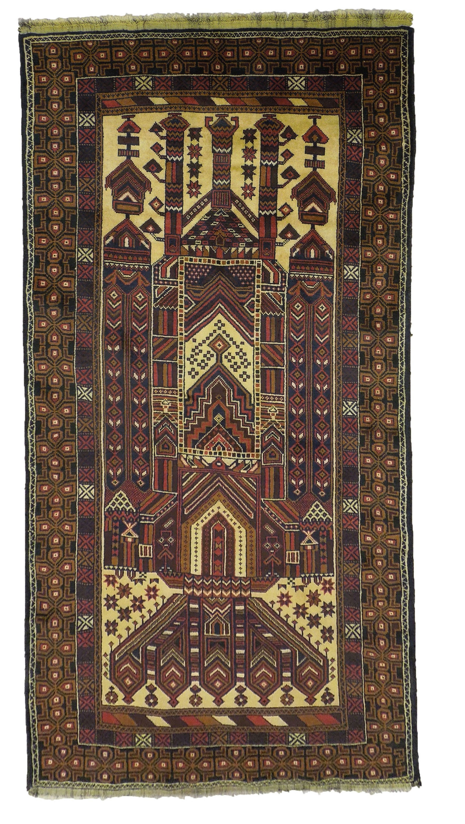 3.6 x 7 Handmade Multi-Color Baluch Tribal Wool Rug (1 of 6)