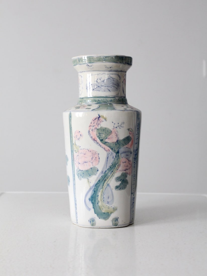 Antique Chinese Porcelain Vase Hand-Painted Floral Phoenix 14 Inch (1 of 9)