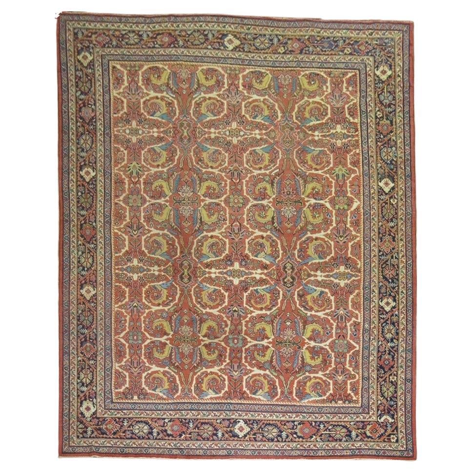Antique Persian Mahal Sultanabad Rug 10'4" x 13'8" Wool Hand-Knotted Iran Circa 1910: Antique Persian Mahal Sultanabad Rug 10'4" x 13'8" Wool Hand-Knotted Iran Circa 1910 This exquisite Antique Persian Mahal Sultanabad Rug is a stunning highlight for any room. With its generous dimensi