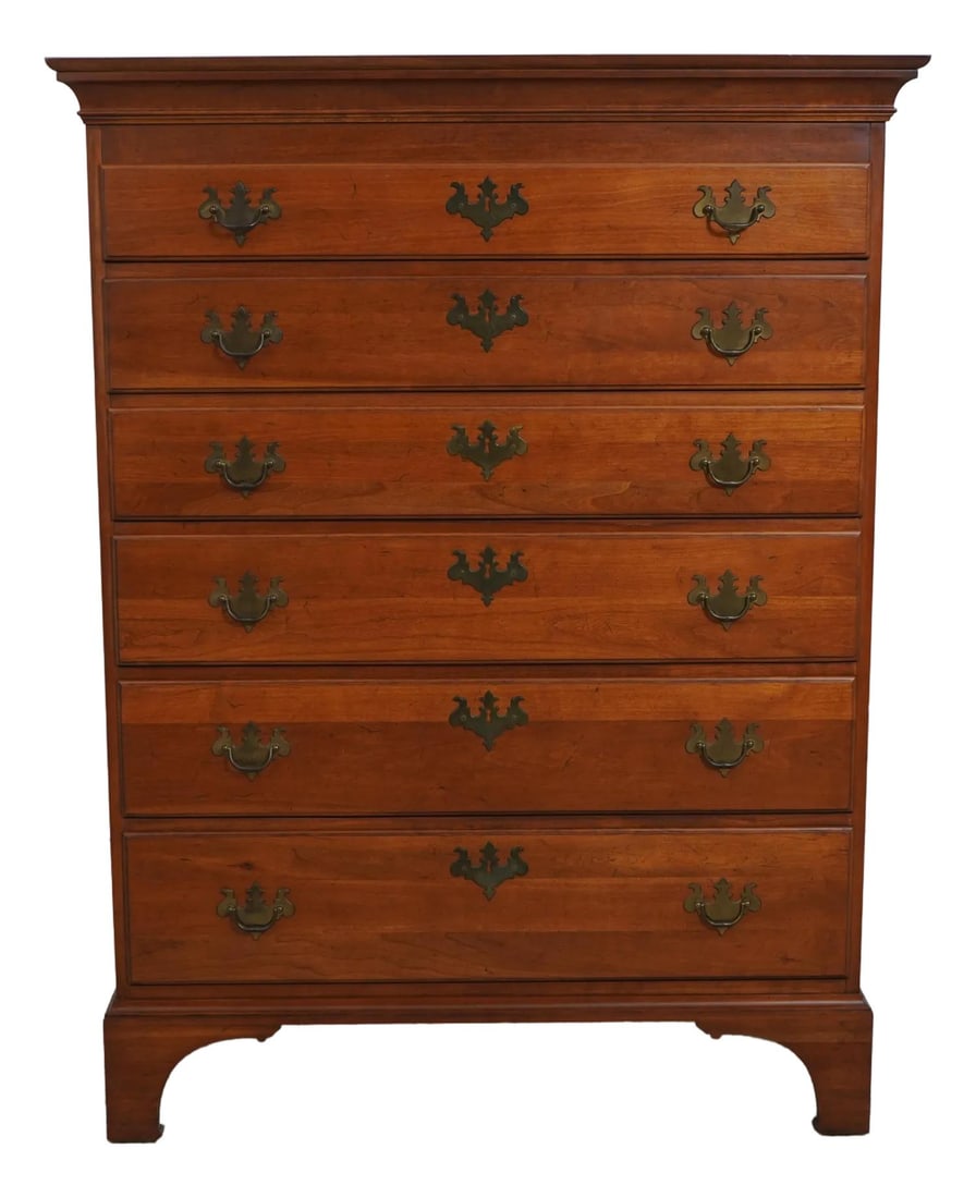 Century Cherry High Chest from Henry Ford Museum Collection: Century Cherry High Chest from Henry Ford Museum Collection This exquisite cherry high chest from the Century Henry Ford Museum Collection features a classic Chippendale design, showcasing the craftsm