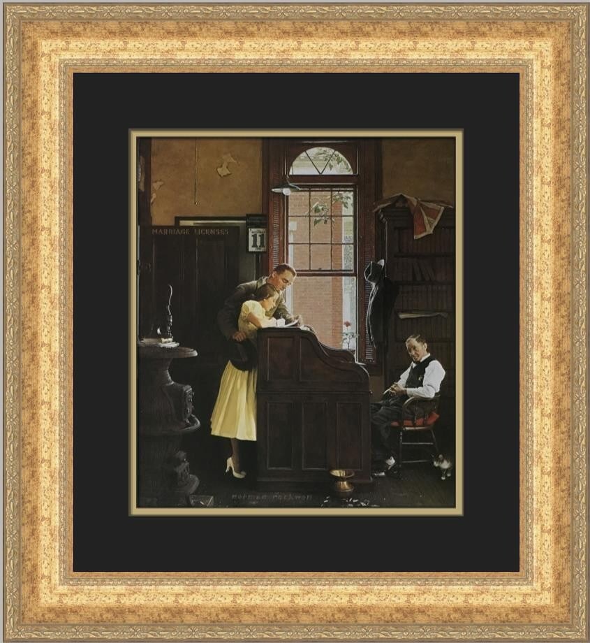 Norman Rockwell The Marriage License Custom Framed Print 21 x 19 (1 of 2)