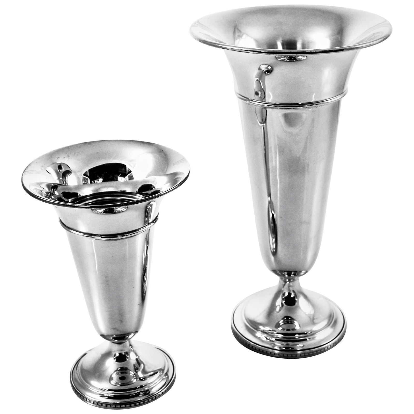 Set of 2 Sterling Silver Vases 1920s Flared Design (1 of 6)