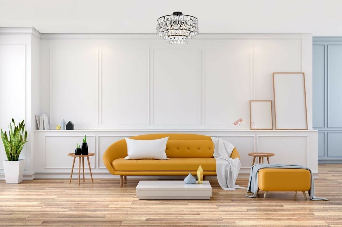 Mila 5-Light Black Flush Mount Chandelier by Living District 20 inch: Mila 5-Light Black Flush Mount Chandelier by Living District 20 inch Illuminate your space with this stylish 20-inch Flush Mount Chandelier, featuring a sleek black finish and a modern design. The cha