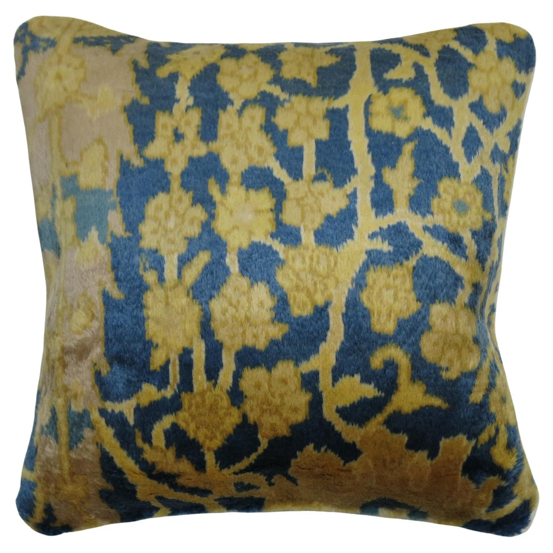 Zabihi Collection Vintage Agra Rug Pillow Blue Gold 16x16: Zabihi Collection Vintage Agra Rug Pillow Blue Gold 16x16 Enhance your home decor with this exquisite pillow made from a vintage Indian Agra rug. Featuring a captivating blue and gold design, this pil
