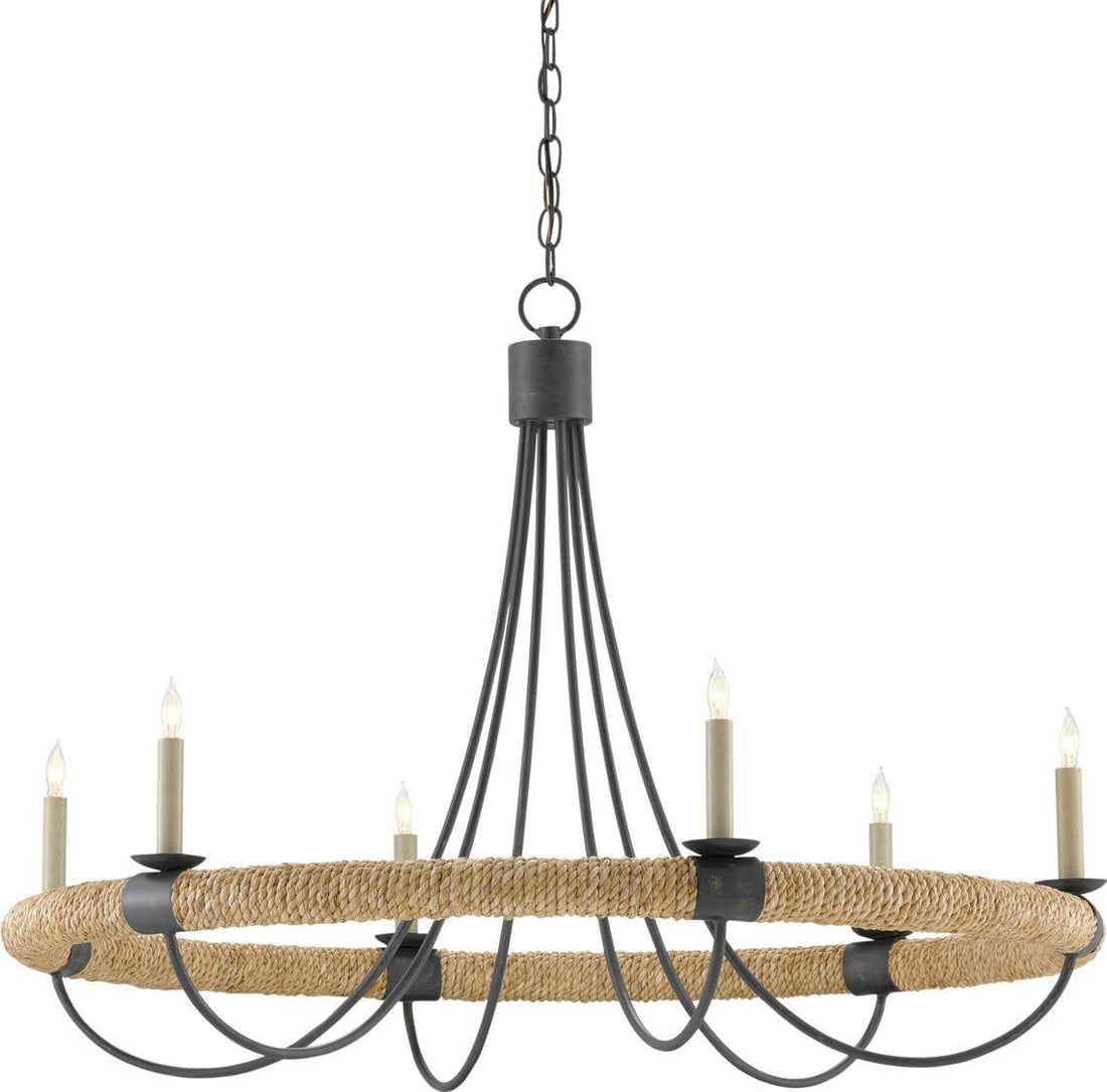 Currey Shipwright Nautical Chandelier 6-Light Adjustable Abaca Rope: Currey Shipwright Nautical Chandelier 6-Light Adjustable Abaca Rope Illuminate your space with this stunning Farmhouse Style Shipwright Chandelier, a perfect blend of nautical charm and modern eleganc