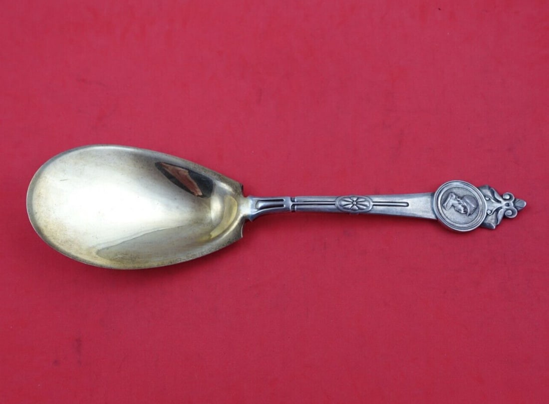 Gorham Medallion Sterling Silver Gold Washed Ice Cream Server 9": Gorham Medallion Sterling Silver Gold Washed Ice Cream Server 9" Indulge in a touch of elegance with this exquisite Medallion ice cream server by Gorham. Crafted from sterling silver and featuring a s