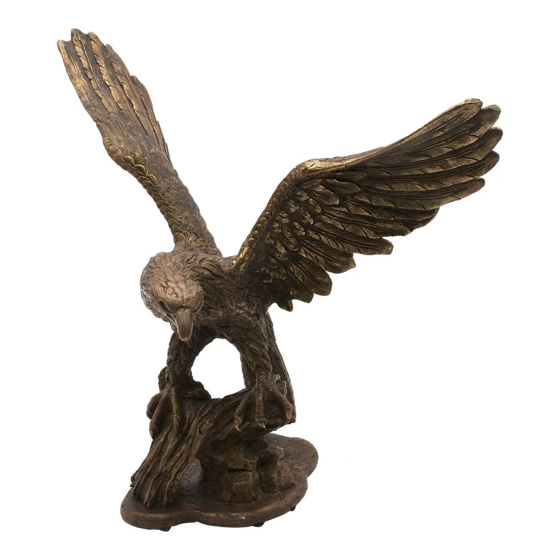 30 Year Old Bronze Full Winged Eagle Statue 17 x 11 x 16.5: 30 Year Old Bronze Full Winged Eagle Statue 17 x 11 x 16.5 This stunning Bronze Full Winged Eagle Statue showcases fine details and is crafted from heavy, solid bronze, ensuring high-quality construct