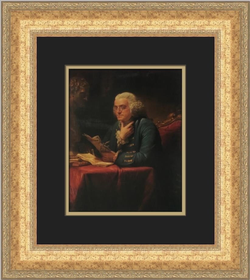 David Matin Portrait of Benjamin Franklin Custom Framed Print 17x16 (1 of 2)