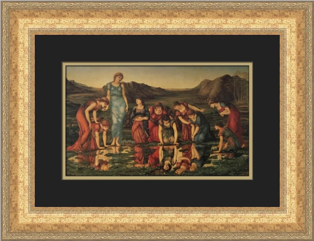 Edward Burne-Jones The Mirror of Venus Custom Framed Art Print: Edward Burne-Jones The Mirror of Venus Custom Framed Art Print This exquisite custom framed print titled "The Mirror of Venus" by Edward Burne-Jones is a stunning representation of Aestheticism art. C