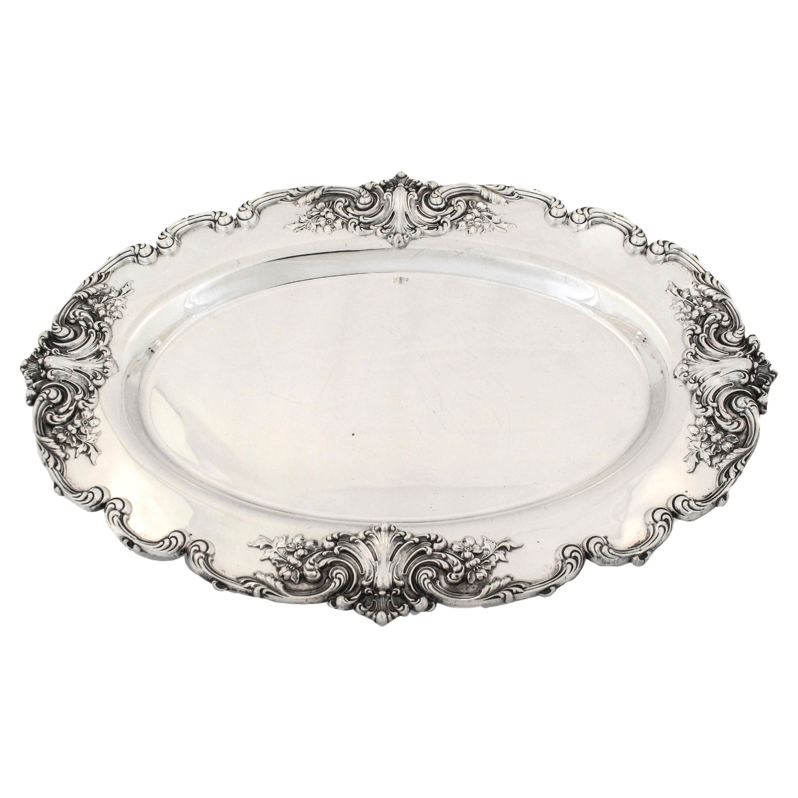 Redlich & Co Sterling Silver Serving Platter Floral Scalloped Rim 1910s (1 of 6)