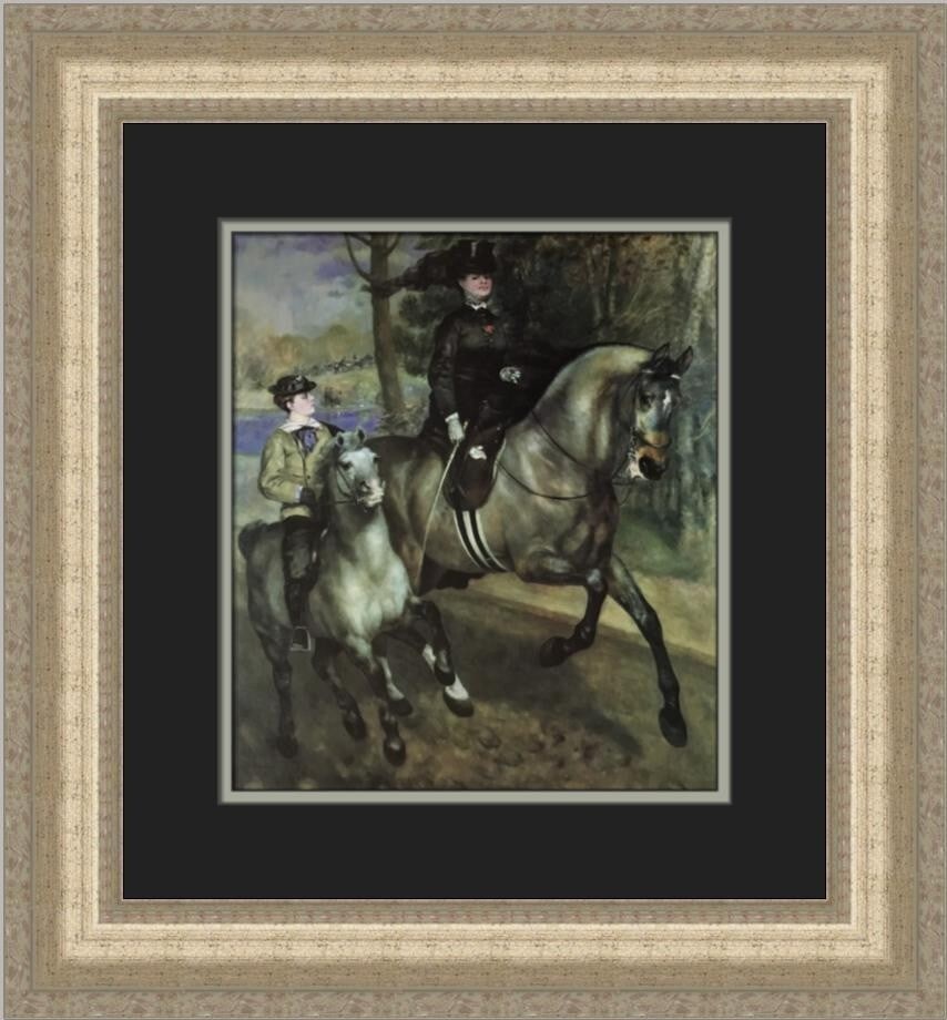 Pierre-Auguste Renoir Riding in the Bois De Boulogne Custom Framed Print 19x18: Pierre-Auguste Renoir Riding in the Bois De Boulogne Custom Framed Print 19x18 This exquisite custom framed print features Pierre-Auguste Renoir's celebrated artwork, "Riding in the Bois De Boulogne."