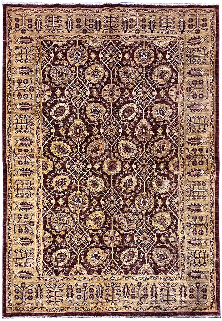 Handmade Agra Rug 5.6 x 7.8 Burgundy Quality Craftsmanship (1 of 11)