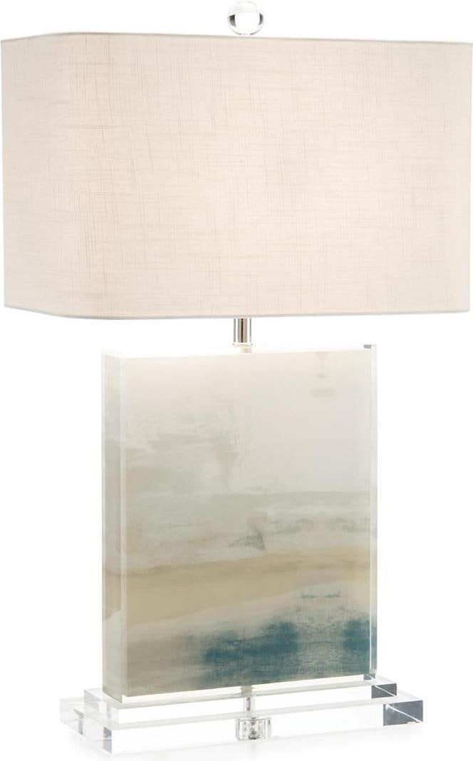 John-Richard Contemporary Rectangular Shade Table Lamp Nickel Finish (1 of 1)