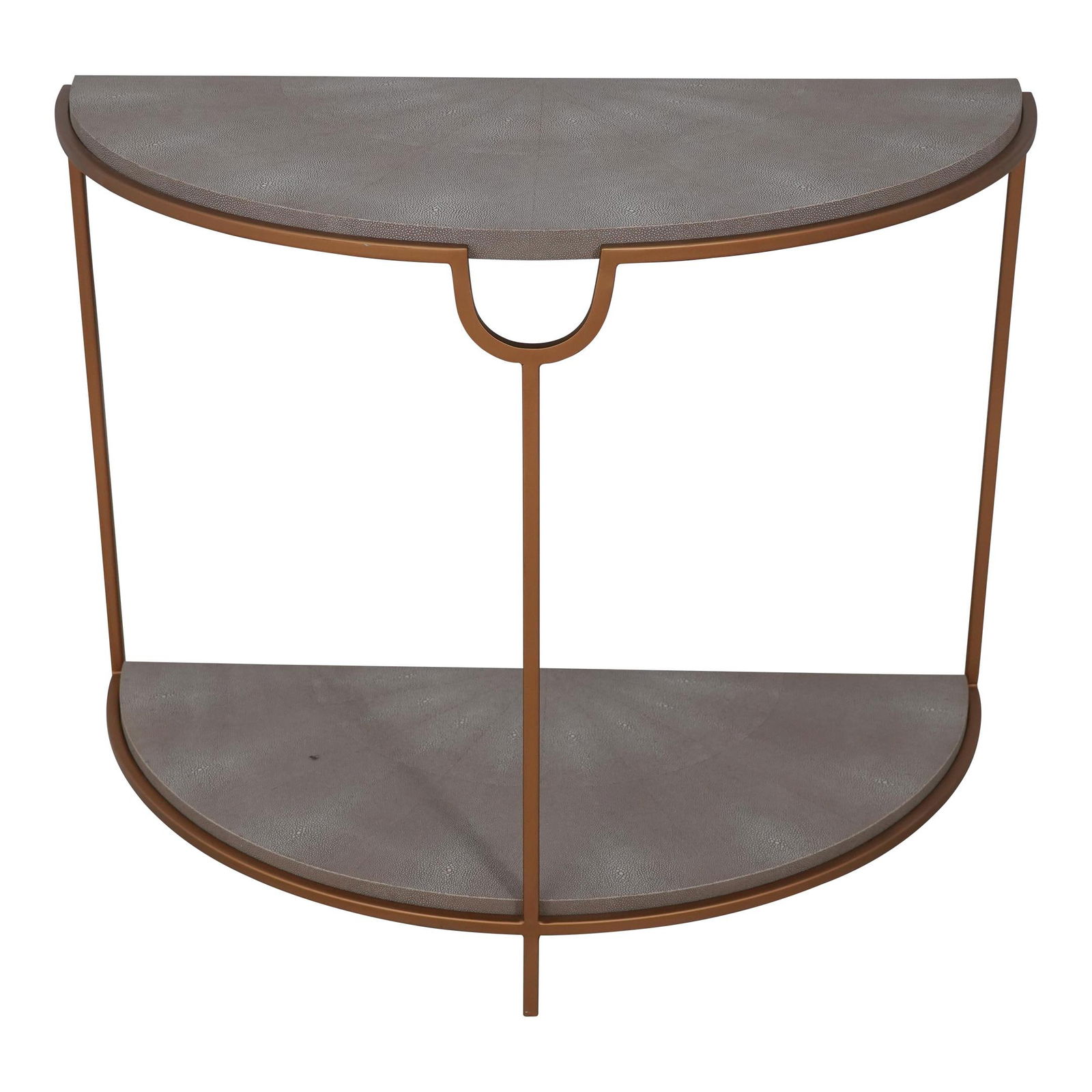 Modern Gold Finish Textured Metal Console Table with Shelf (1 of 10)
