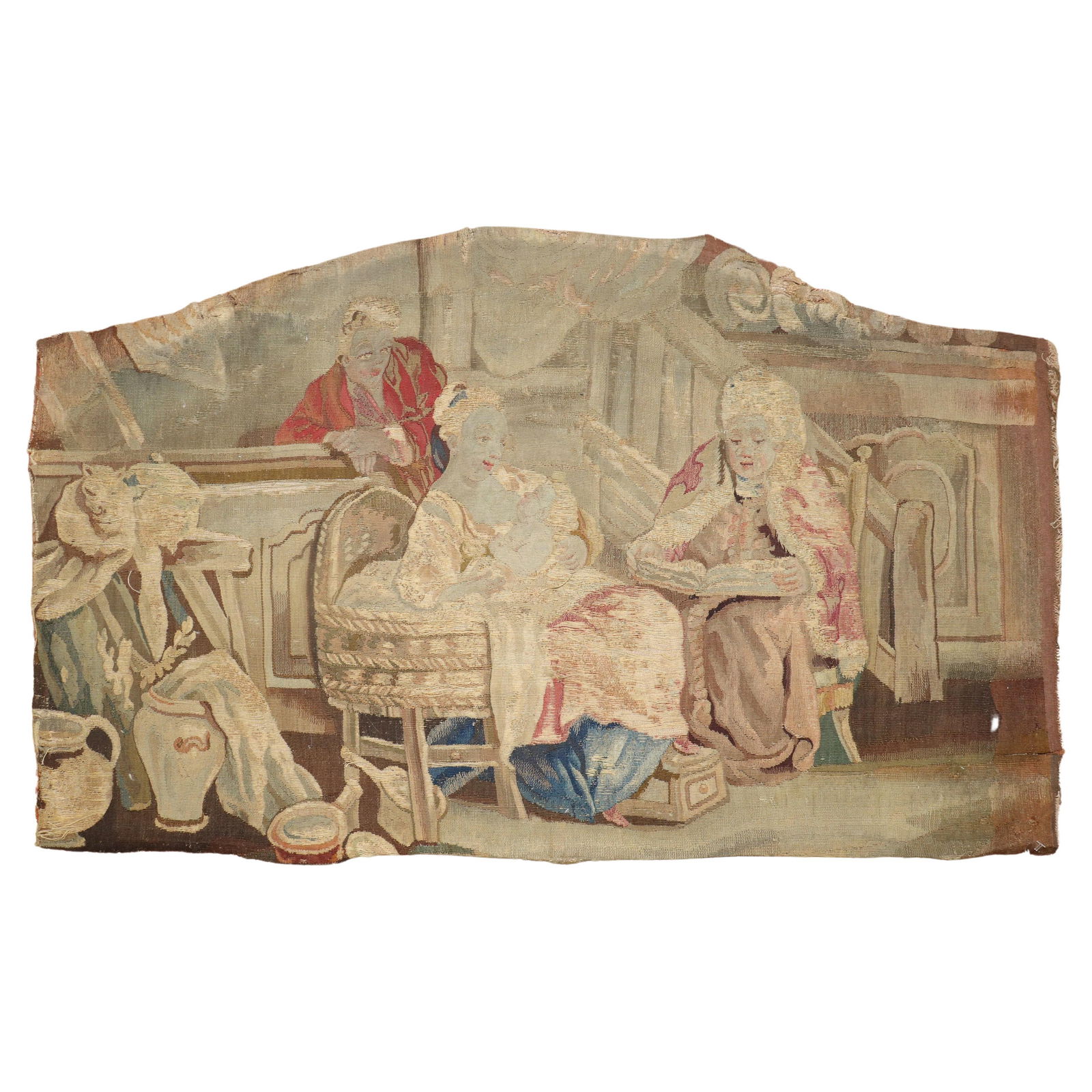 18th Century French Provincial Wool Tapestry Fragment 34in x 21in (1 of 8)