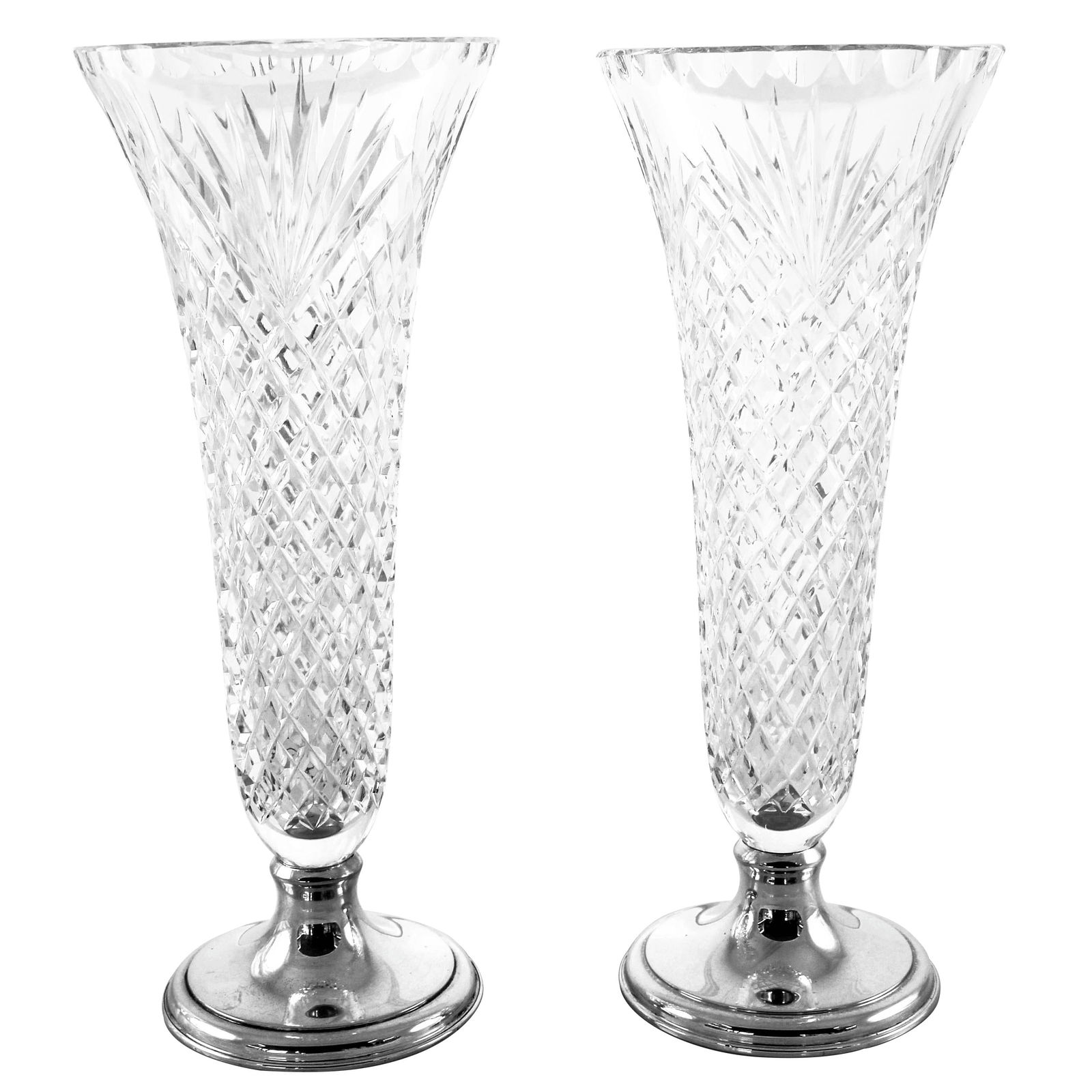 Hawkes Crystal Vases Set of 2 with Sterling Silver Bases (1 of 7)