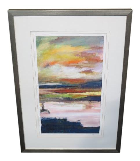 W. King Ambler Abstract Horizon Framed Print Mid Century Modern Yellow: W. King Ambler Abstract Horizon Framed Print Mid Century Modern Yellow This stunning framed print titled "Abstract Horizon" by W. King Ambler showcases a vibrant yellow color and is beautifully presen