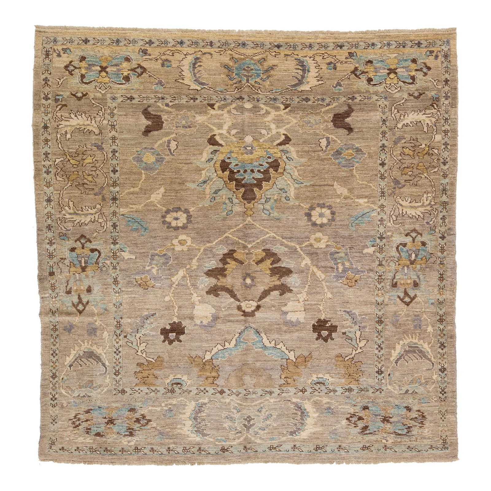 Persian Wool Rug 8'1 x 8'3 Light Brown Modern Design (1 of 10)