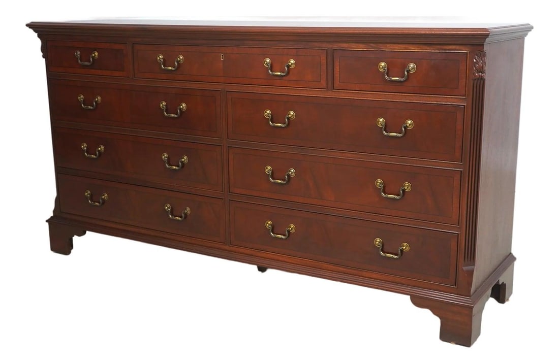 18th Century Design Mahogany Dresser with Inlay and Brass Hardware (1 of 10)