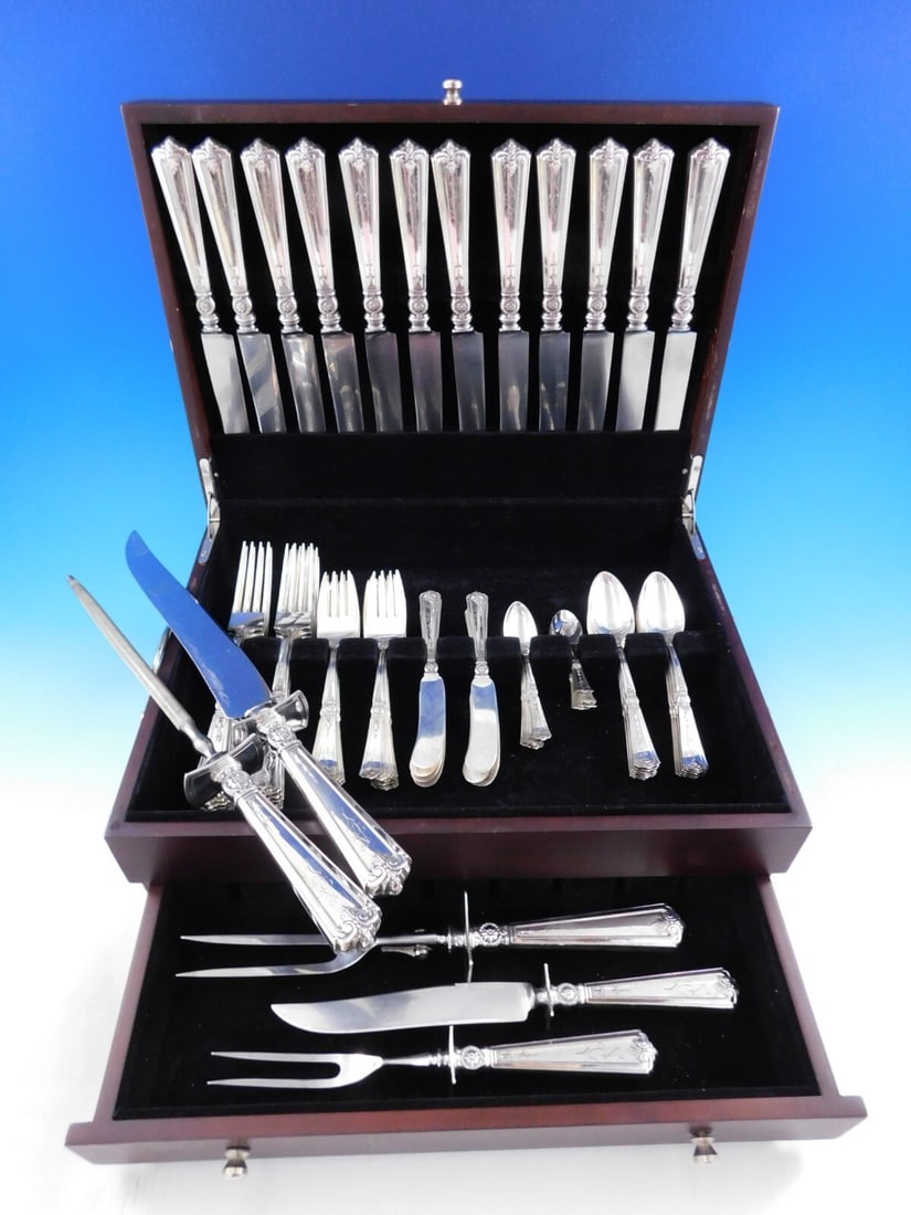 Durgin Victorian Sterling Silver Flatware Set 77 pcs with Monogram NCY (1 of 9)