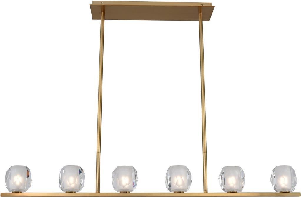 Kalco Stella 6-Light Island Light in Winter Brass Art Deco Style: Kalco Stella 6-Light Island Light in Winter Brass Art Deco Style Illuminate your space with the sophisticated elegance of the Stella Island Light. This stunning fixture features a vintage-inspired des