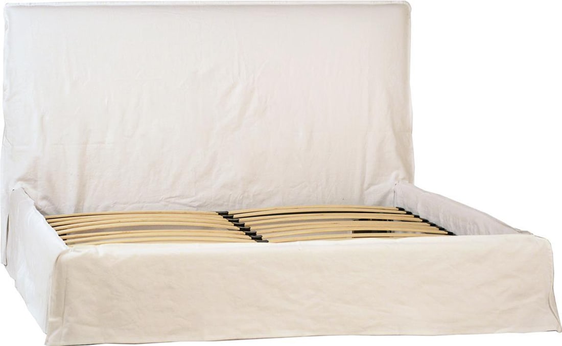 Whitney Traditional White Linen Upholstered Queen Bed (1 of 1)