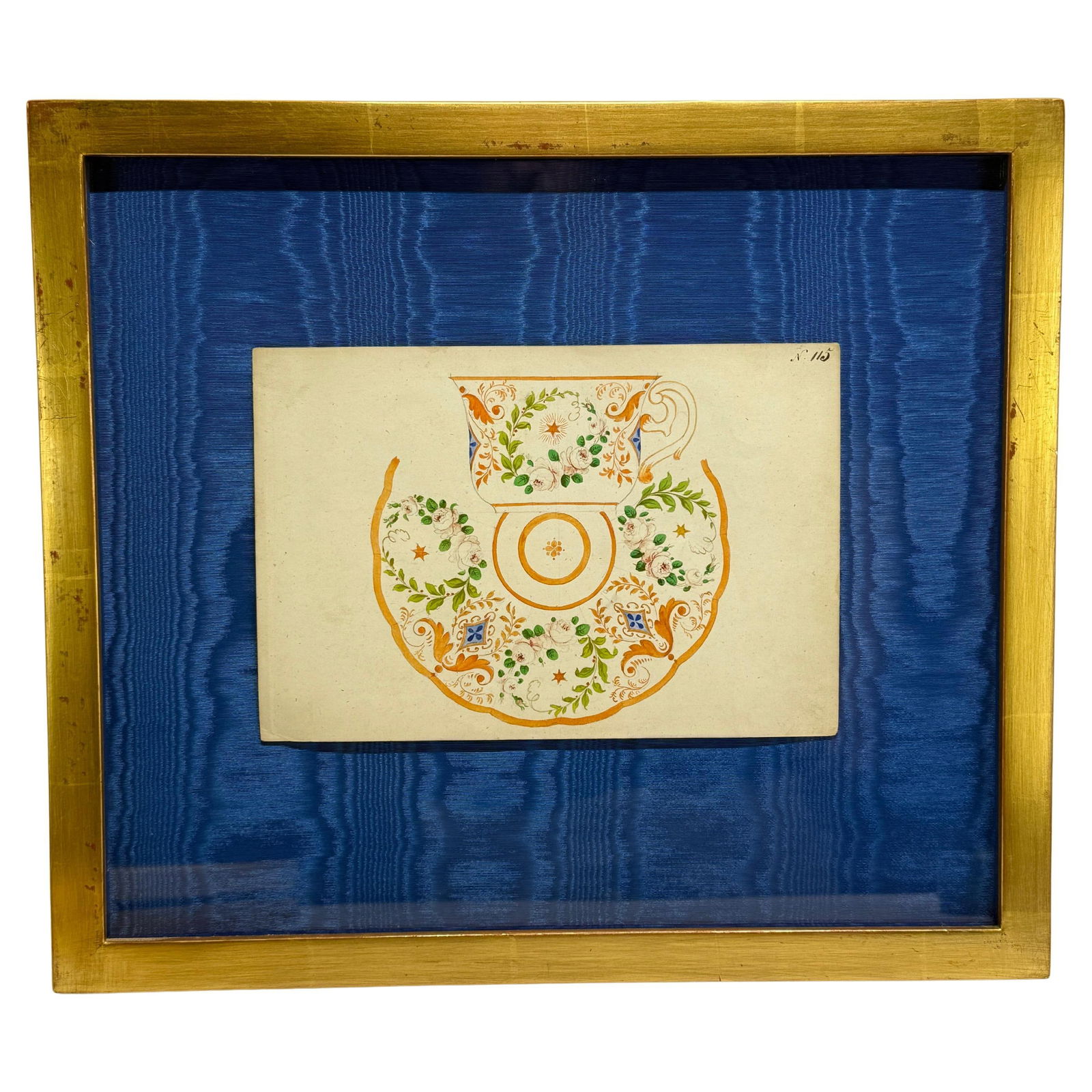 Alt-Wiener Porzellan 1845 Watercolor Design Teacup & Saucer: Alt-Wiener Porzellan 1845 Watercolor Design Teacup & Saucer This exquisite watercolor design, attributed to the Alt-Wiener Porzellan Fabrik, Vienna, dates back to circa 1840-1850 and serves as an orig