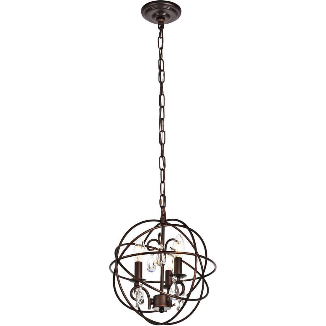 Wallace 3-Light Crystal Globe Pendant Ceiling Fixture Dark Copper Brown Finish (1 of 7)