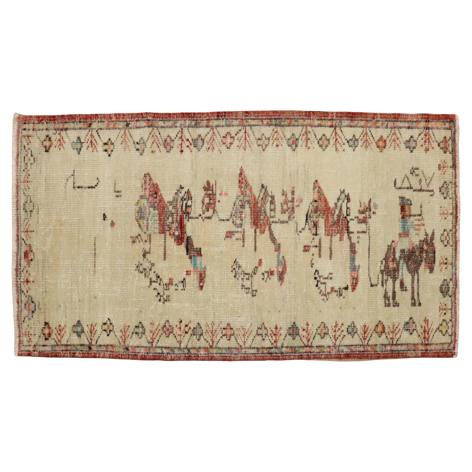 Mid-20th Century Hand-Knotted Turkish Folk Art Animal Rug (1 of 7)