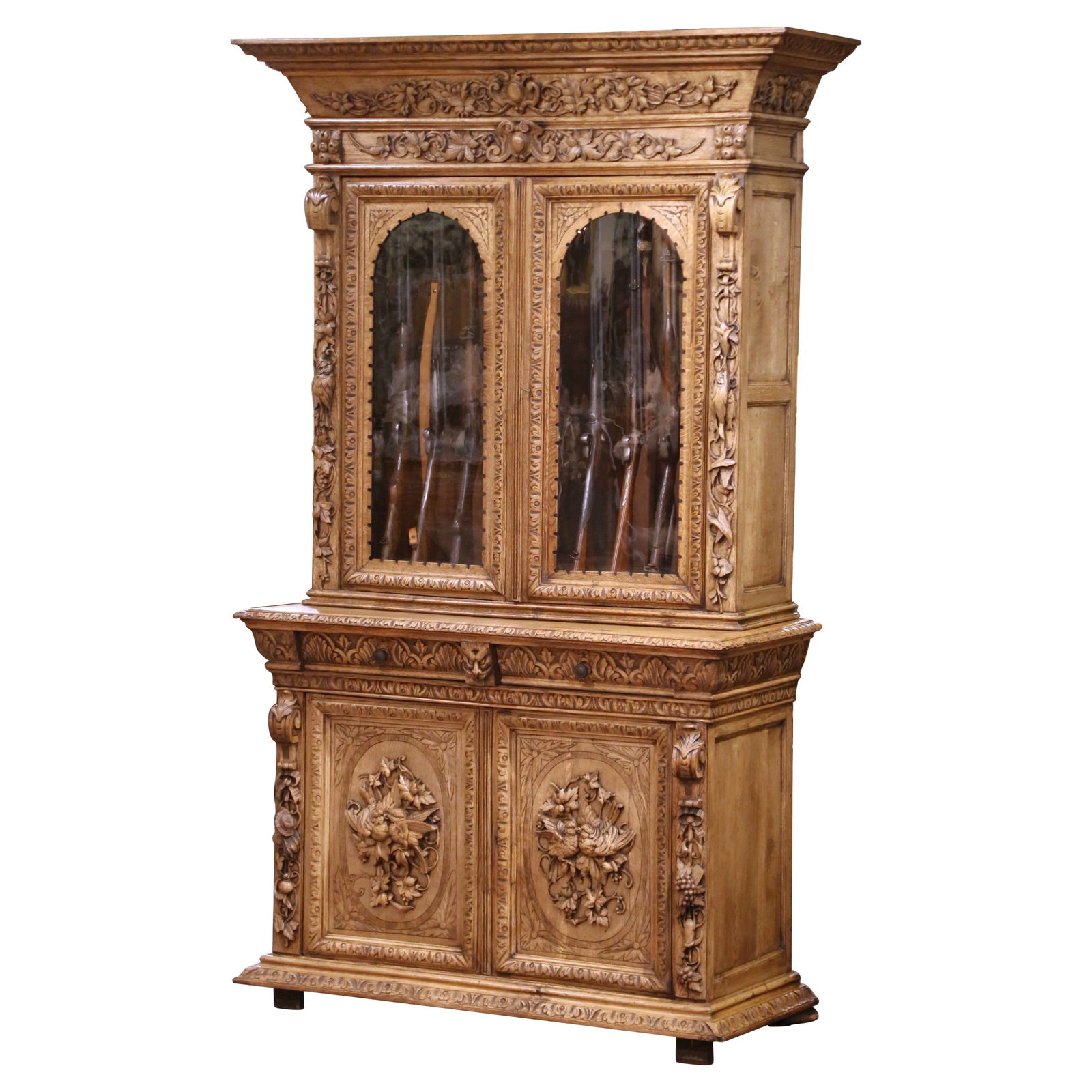 19th Century French Black Forest Carved Oak Nine-Gun Cabinet (1 of 18)