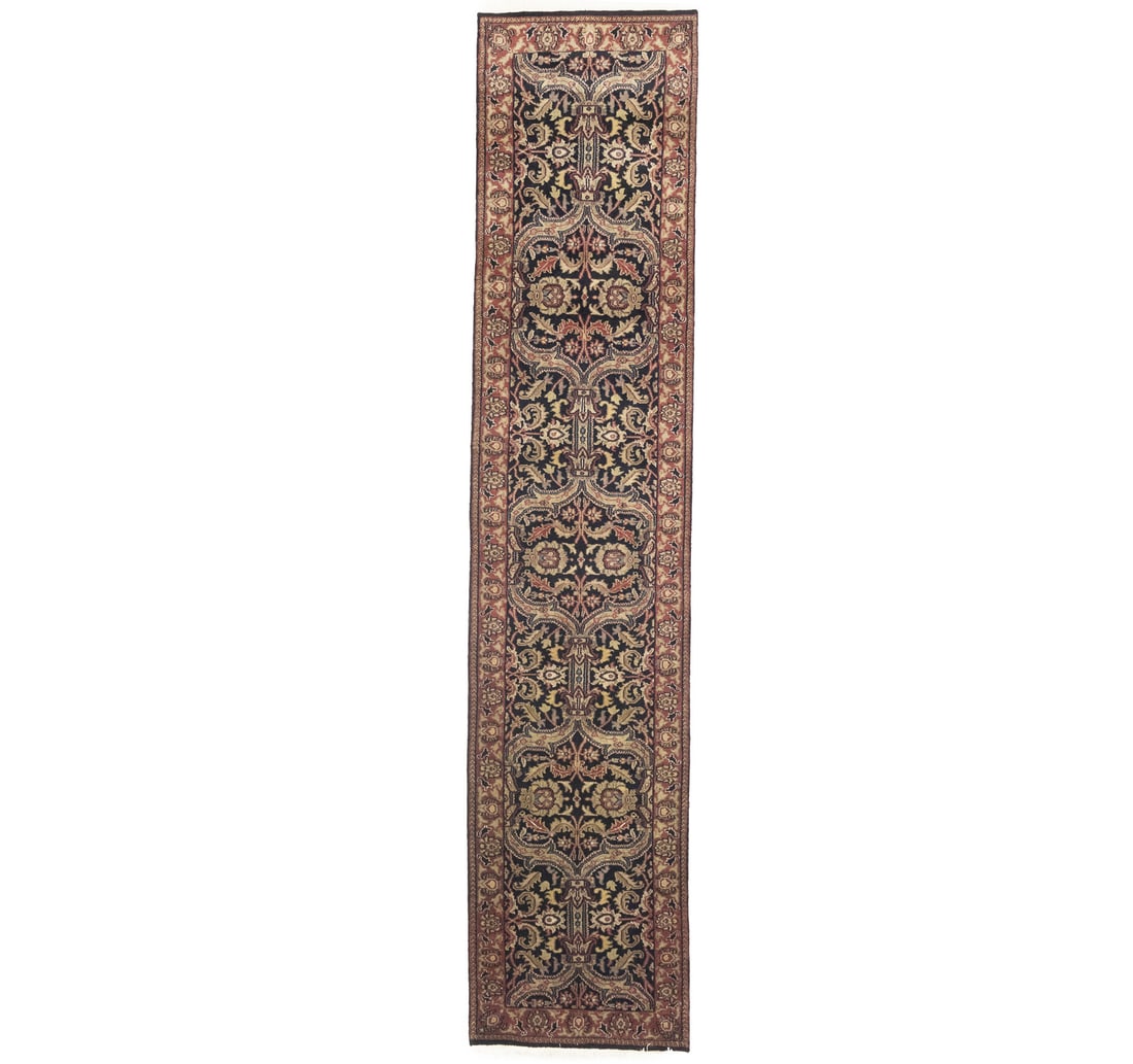 Agra Jaipur Hand-Knotted Wool Floral Runner Rug 2'7 x 12'0 Vintage Style: Agra Jaipur Hand-Knotted Wool Floral Runner Rug 2'7 x 12'0 Vintage Style Elevate your living space with this exquisite hand-knotted Oriental runner rug, featuring a stunning floral pattern. Measuring