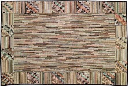 Vibrant 5x5 Hand-Hooked Wool Zig Rug in Earth Tones (1 of 1)