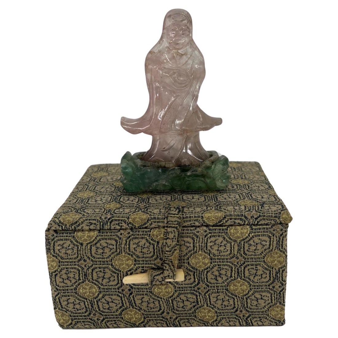 Chinese Export Rose Quartz Immortal Figure on Jade Base (1 of 5)