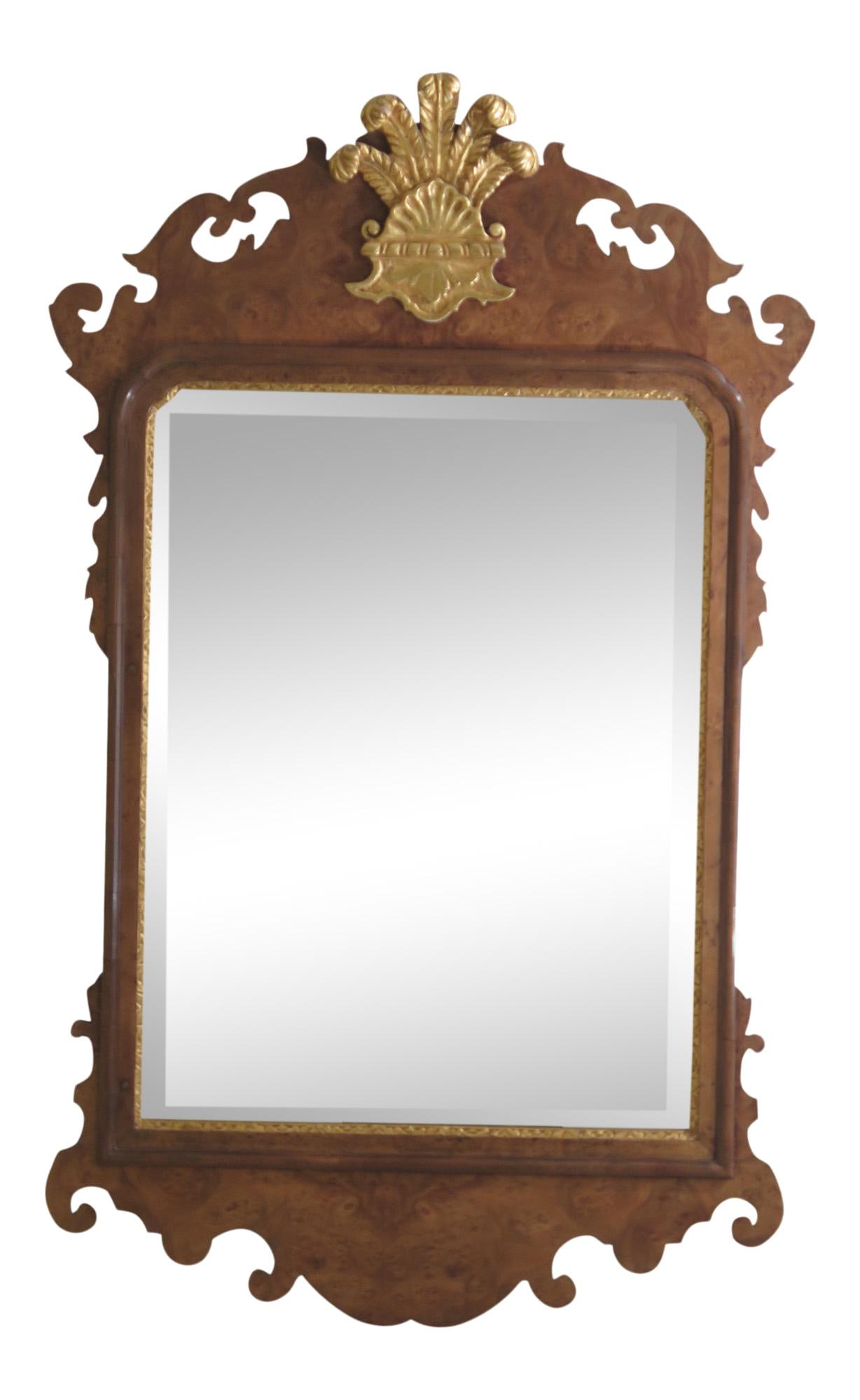 Friedman Brothers Colonial Williamsburg Prince of Wales Mirror Burl Walnut Gold Gilt 28 x 47 (1 of 10)