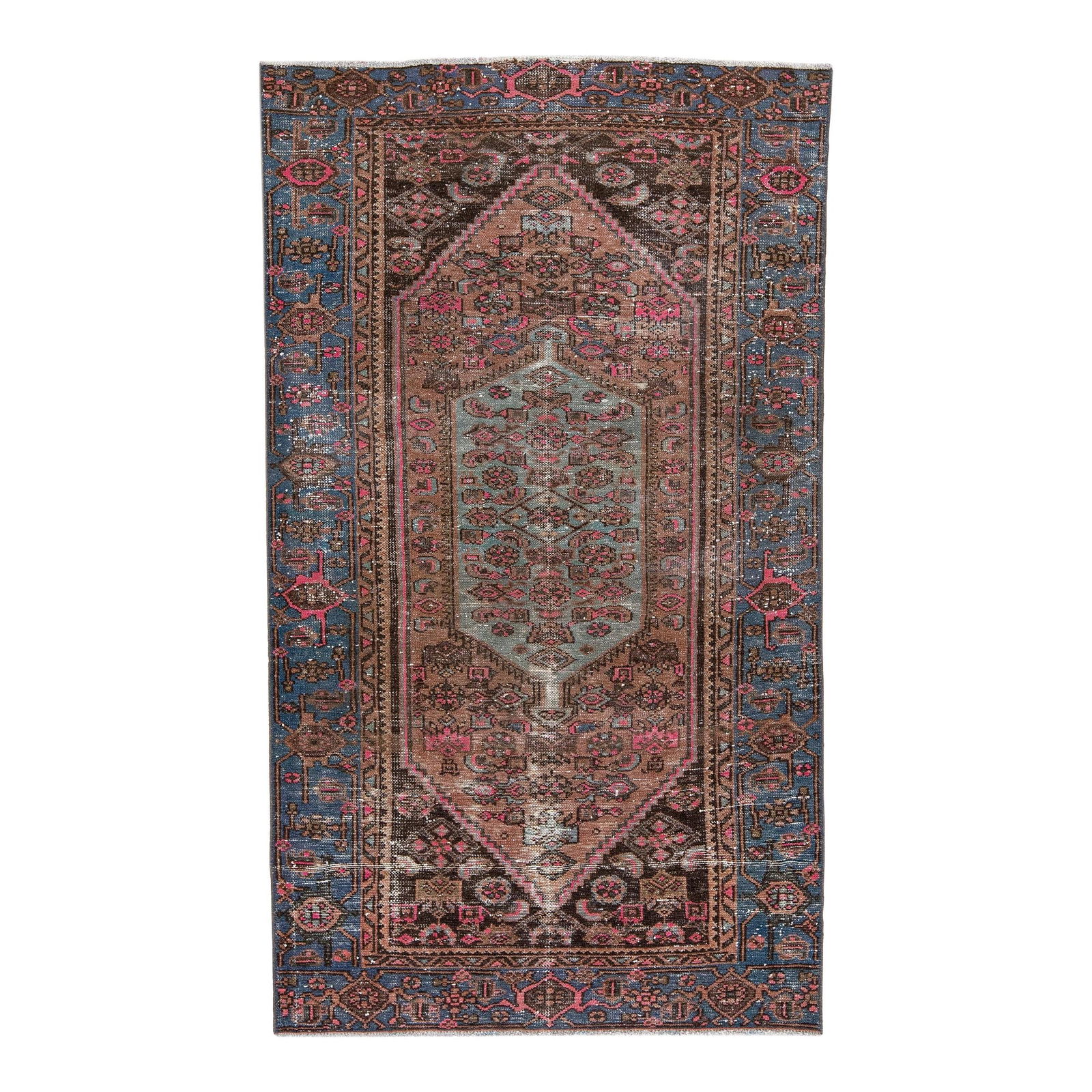 Vintage 1960s Persian Hand-Knotted Pink Wool Tribal Rug 3'7 x 6'5 (1 of 7)