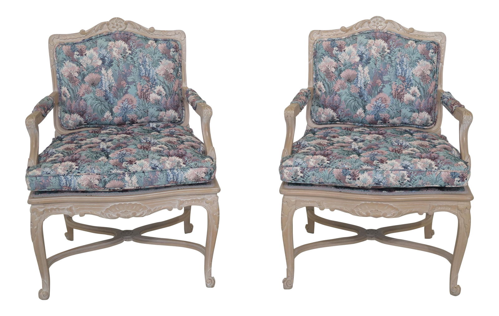 Elegant Pair of 1990s French Louis XV Style Open Arm Chairs (1 of 10)