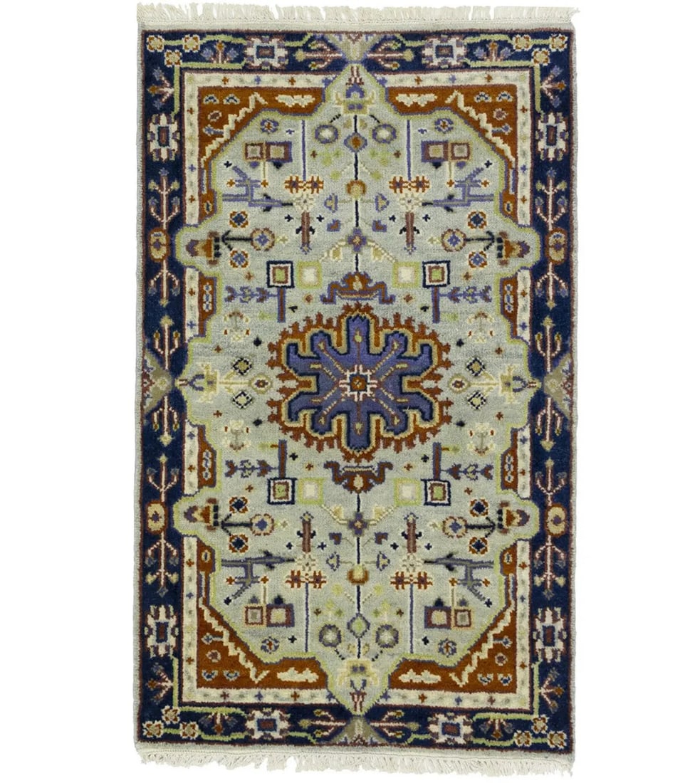 Handmade Light Gray Tribal Heriz Serapi Rug 3'0 x 4'11 Wool (1 of 17)