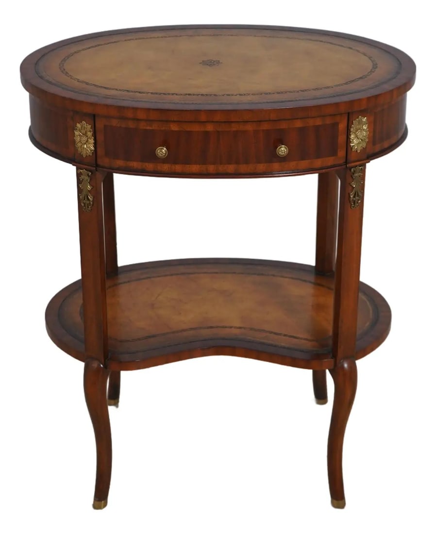 Maitland Smith Mahogany Occasional Table with Leather Top (1 of 10)