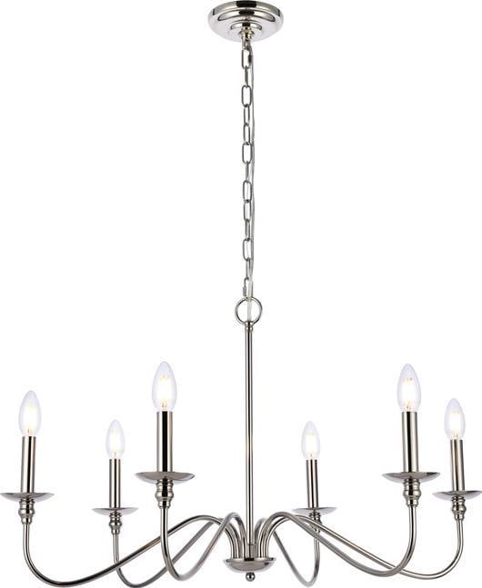Rohan 30 Inch Polished Nickel Bowl Chandelier by Elegant Lighting: Rohan 30 Inch Polished Nickel Bowl Chandelier by Elegant Lighting Illuminate your space with the Rohan 30" Polished Nickel Ceiling Chandelier, a stunning bowl chandelier that embodies a transitional s