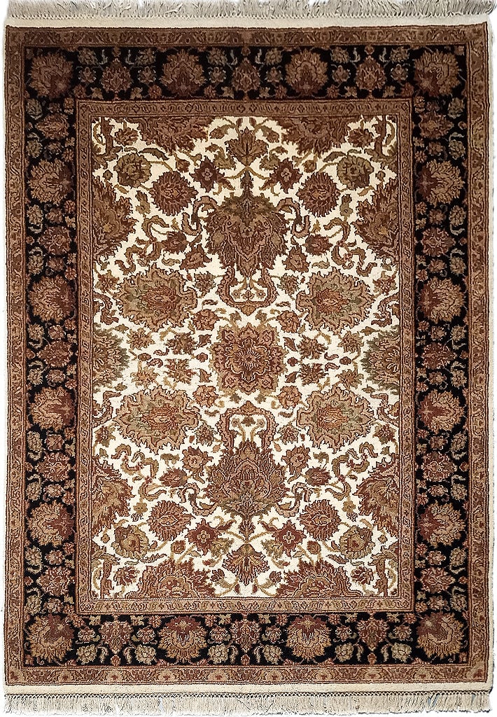 5' x 7' Handmade Jaipour Area Rug in Ivory Black Brown Rust (1 of 9)
