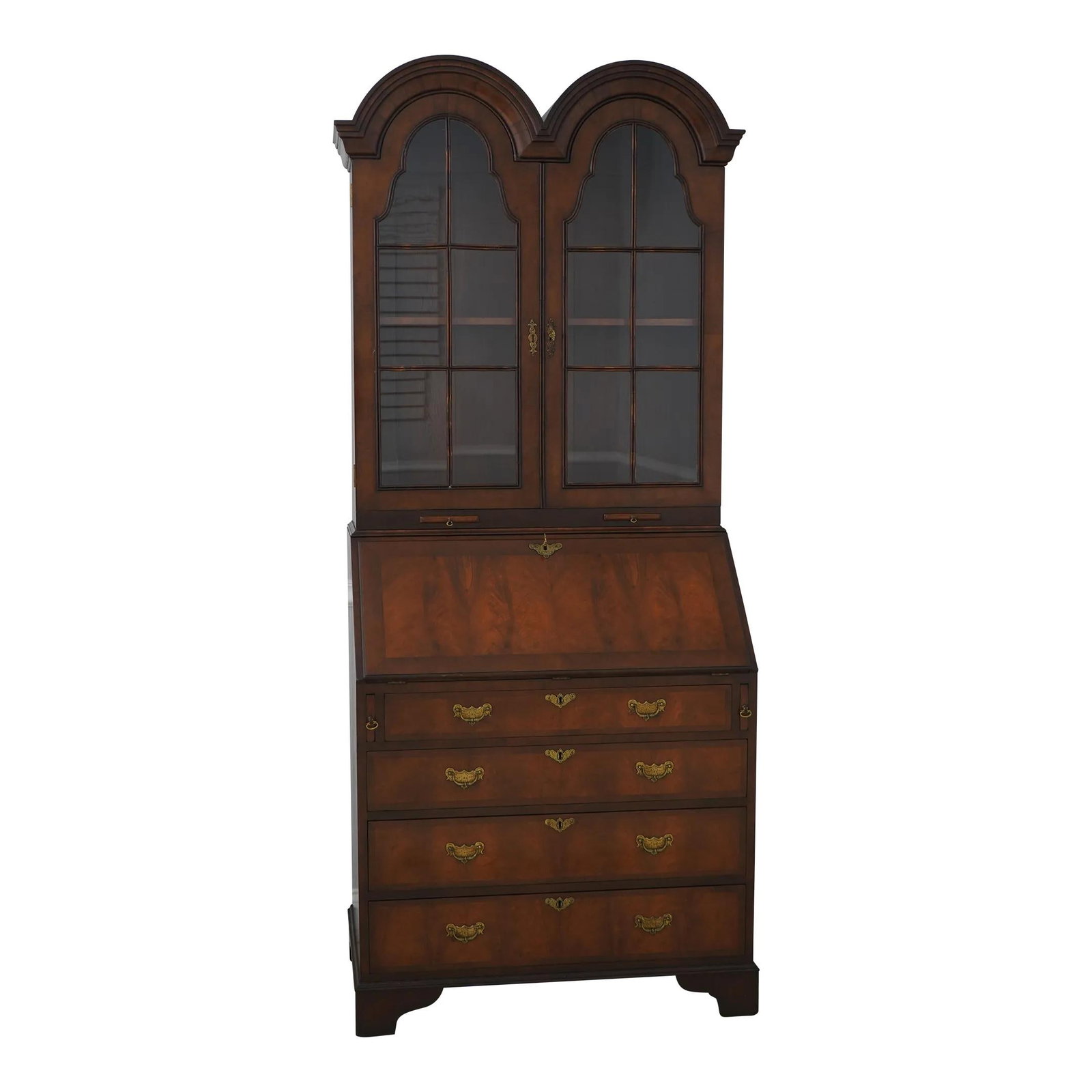 Wood & Hogan 60 Year Old English Walnut Secretary Desk with Glass Doors (1 of 10)