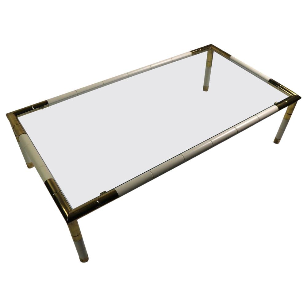 Tommaso Barbi Coffee Table Brass White Metal Glass Top (1 of 9)