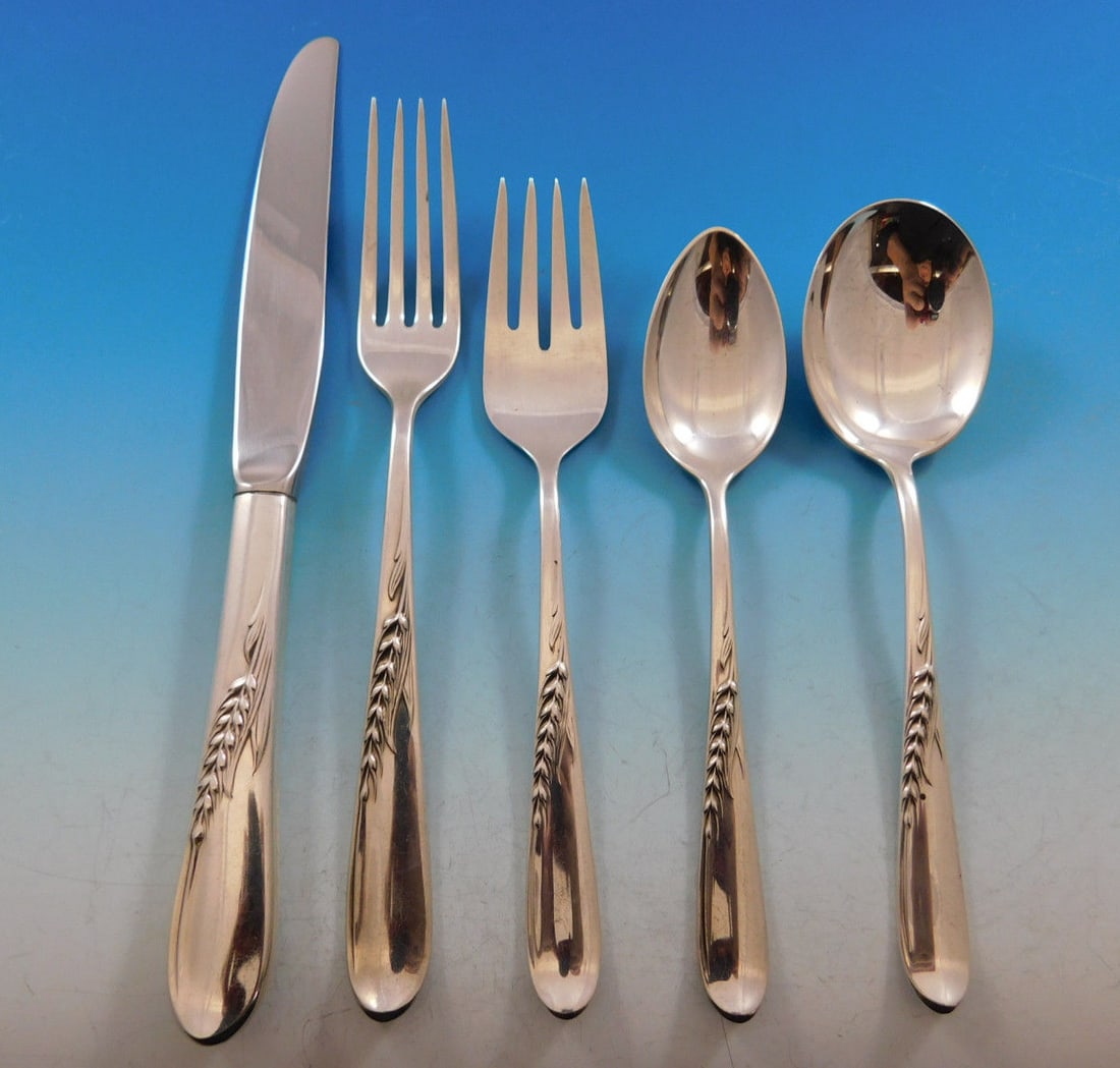 Reed & Barton Silver Wheat Sterling Silver Flatware Set 33 Pieces for 6 (1 of 10)