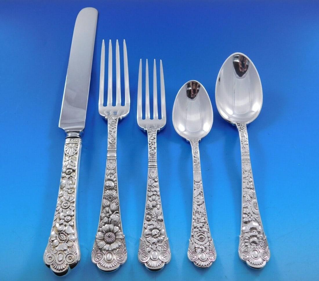 Gorham Cluny Sterling Silver Flatware Set for 12 - 65 Pieces with Storage Chest (1 of 9)