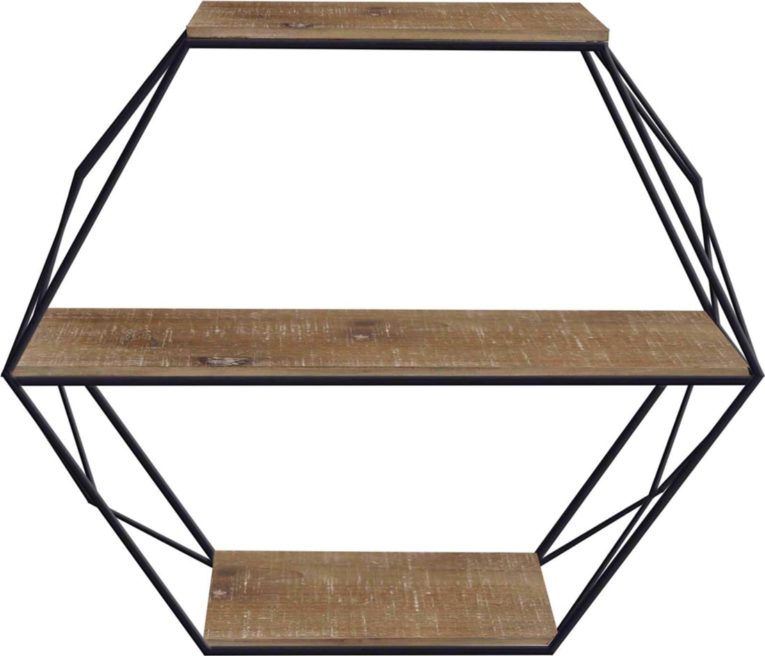 Sagebrook 3-Tier Hexagonal Wall Shelf Black Brown Finish (1 of 1)