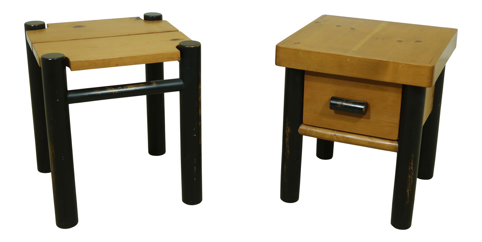 Pair of Adirondack Style Occasional Tables Solid Pine Black Distressed Finish (1 of 10)