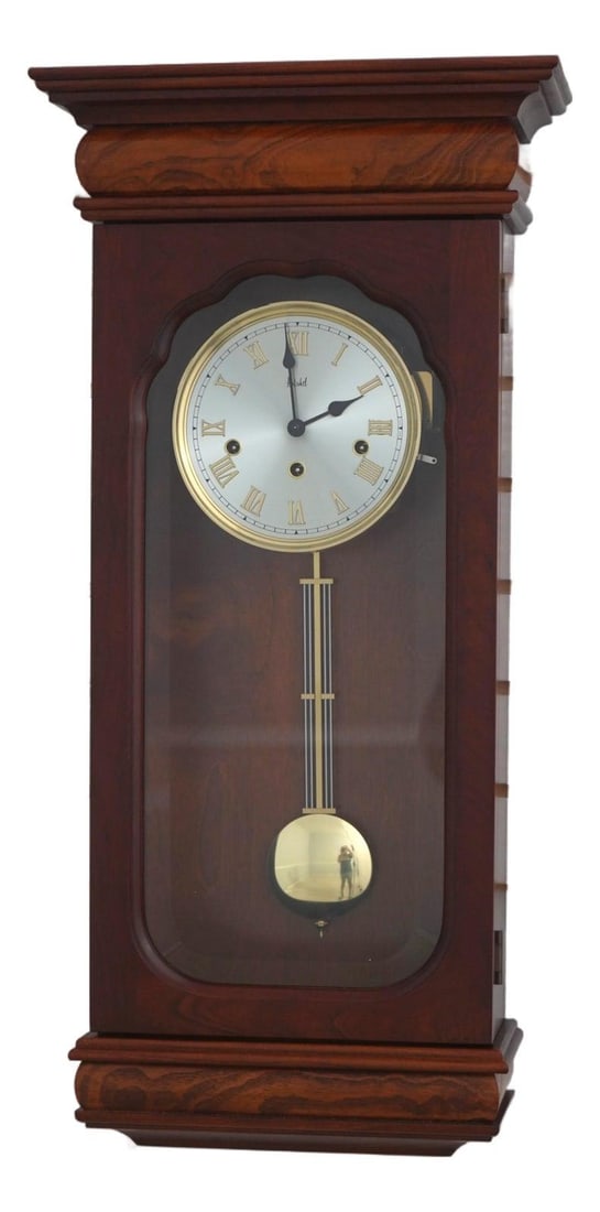 Hentschel Cherry Wall Clock with Beveled Glass and Burl Elm Accents (1 of 10)
