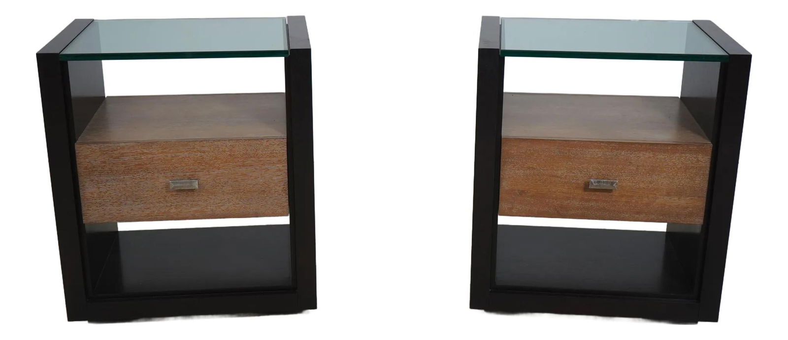 Modern Century Design Large Glass Top Nightstands Pair (1 of 10)