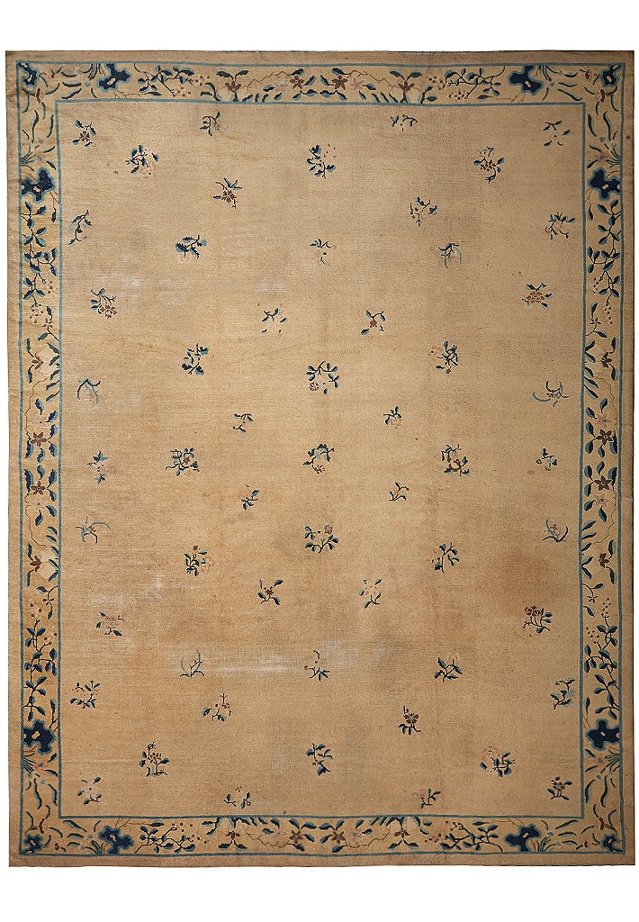 Antique Art Deco Chinese Beijing Rug 109 x 138 in Hand Knotted Wool 1910s (1 of 12)