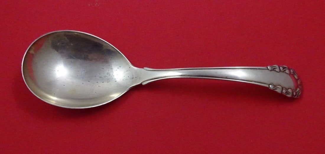 Georg Jensen Lily of the Valley Sterling Silver Berry Spoon Curved Handle (1 of 1)